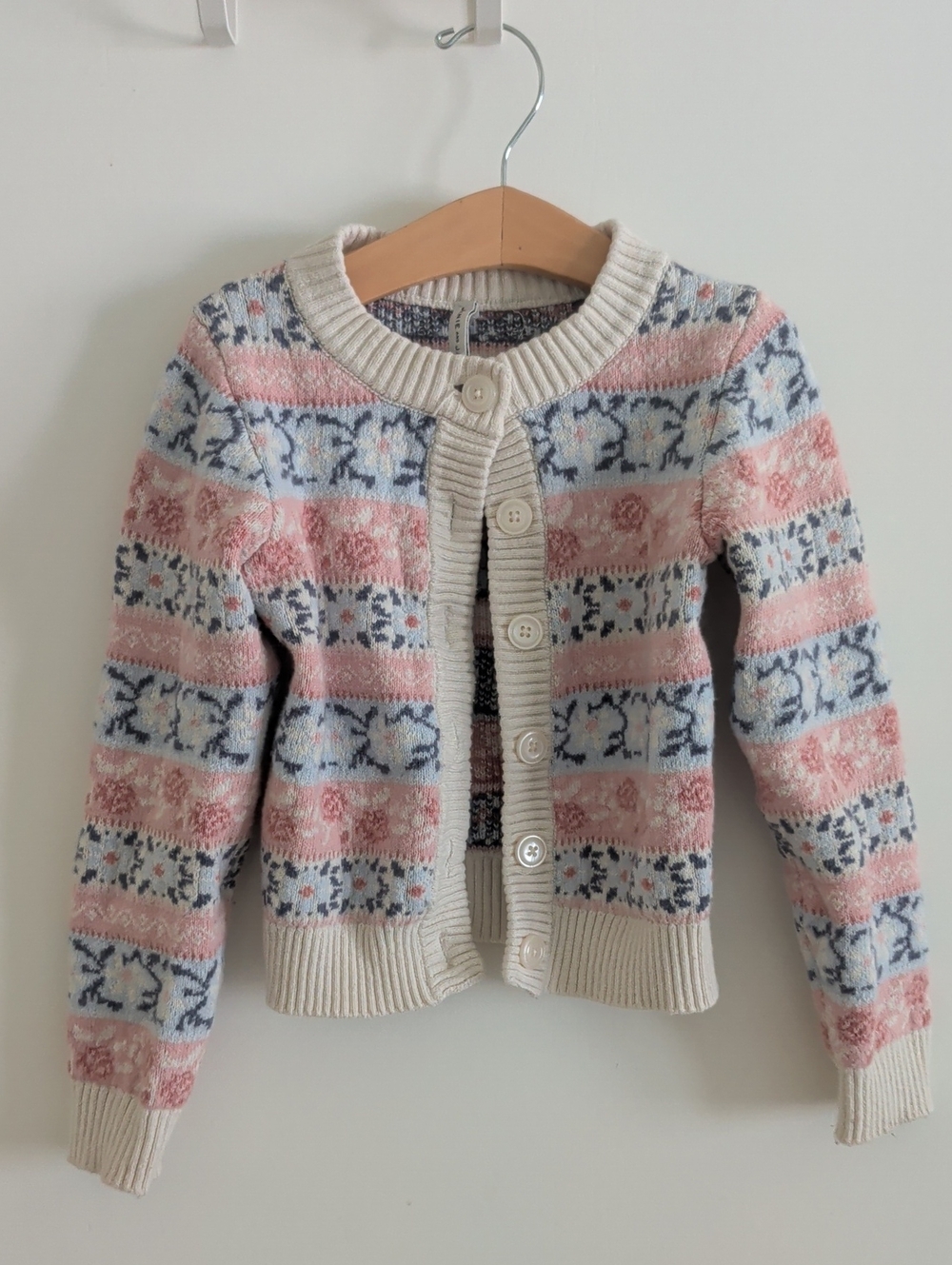 Janie and Jack Floral Fair Isle Knit Cardigan